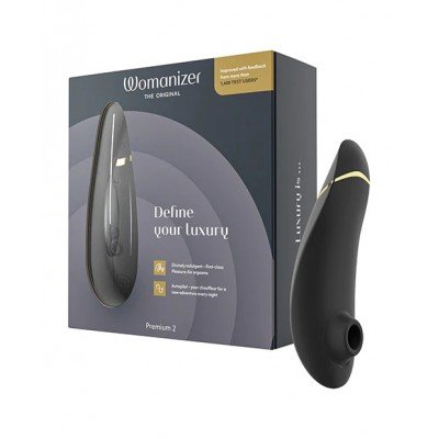 Бесконтактный вакуумный клиторальный стимулятор Womanizer Premium 2 с функцией автопилота и началом работы от соприкосновения - чёрный