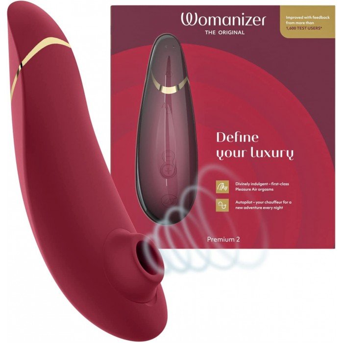 Бесконтактный вакуумный клиторальный стимулятор Womanizer Premium 2 с функцией автопилота и началом работы от соприкосновения - бордовый Бесконтактный вакуумный клиторальный стимулятор Womanizer Premium 2 с функцией автопилота и началом работы от соприкосновения - бордовый