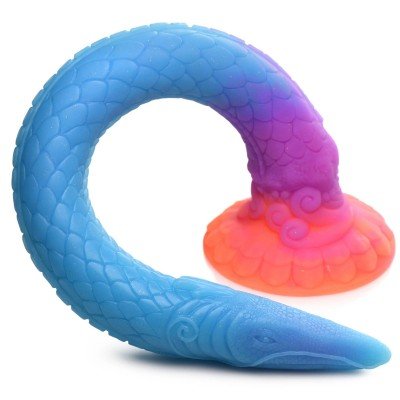 Фантазийный фаллоимитатор в виде змеи Makara Snake светится в темноте - разноцветный - 46,4 см