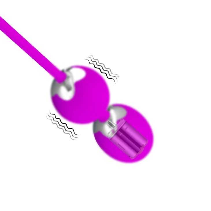 Перезаряжаемые вагинальные шарики с вибрацией Pretty Love Willie на сцепке с беспроводным пультом ДУ - фиолетовые