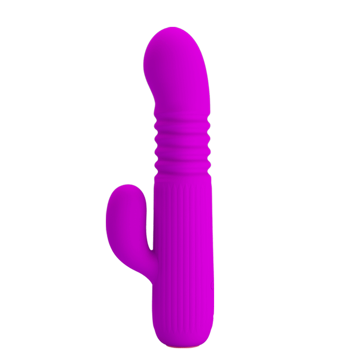 Вибратор с поступательным движением и клиторальным стимулятором Pretty Love Leopold  - фиолетовый - 15,5 см