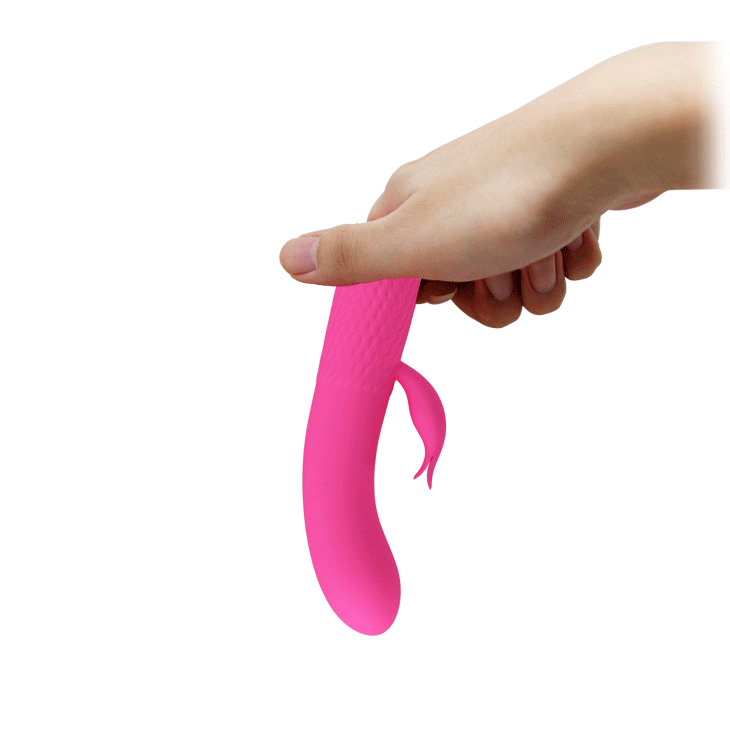 Гибкий вибратор с клиторальным отростком-уточкой Pretty Love Tim - розовый - 15 см
