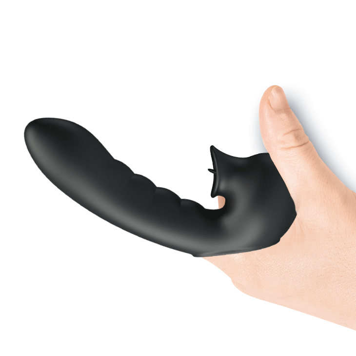 Вибронасадка на палец с клиторальным подвижным язычком PrettyLove Hobgoblin
