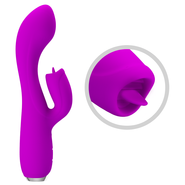 Вибратор с клиторальным отростком имитирующий кунилингус Pretty Love Doreen - фиолетовый - 19,8 см