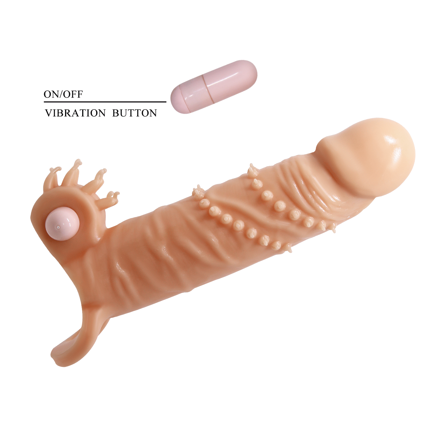 Удлиняющая насадка на пенис Penis Sleeve Connor с вибрацией, клиторальным стимулятором и с подхватом для мошонки - телесная - 15 см Удлиняющая насадка на пенис Penis Sleeve Connor с вибрацией, клиторальным стимулятором и с подхватом для мошонки - телесная - 15 см