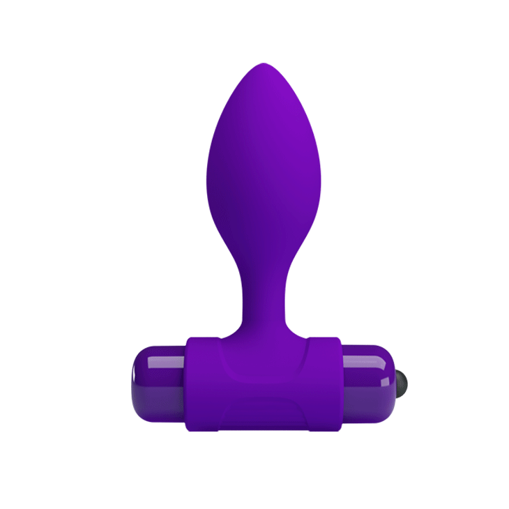 Анальная пробка с мощной вибрацией Pretty Love Vibra Butt Plug - фиолетовая - 8,6 см