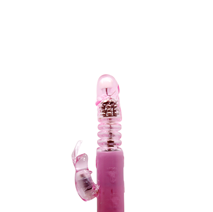 Перезаряжаемый вибратор-ротатор с поступательными движениями Crazy Rabbit Up and Down - розовый - 23,5 см