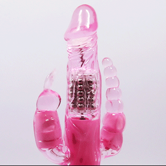 Вибратор-ротатор с анальным и клиторальным стимулятором Pretty Bunny - розовый - 22,3 см