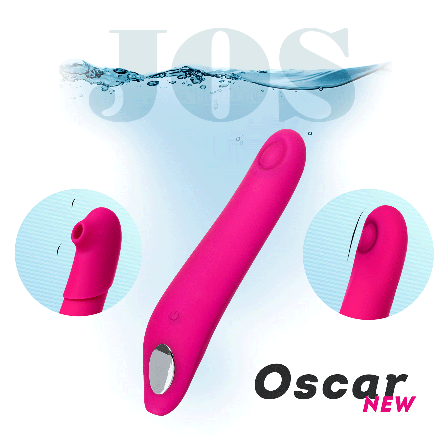 Стимулятор с пульсирующей головкой и вакуумно-волновой стимуляцией клитора JOS Oscar - розовый - 20,5 см